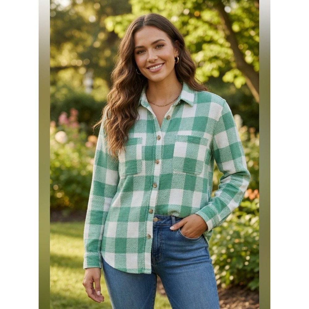 C&C California Yellow Plaid Flannel Button Down Shirt Size M Gently Worn